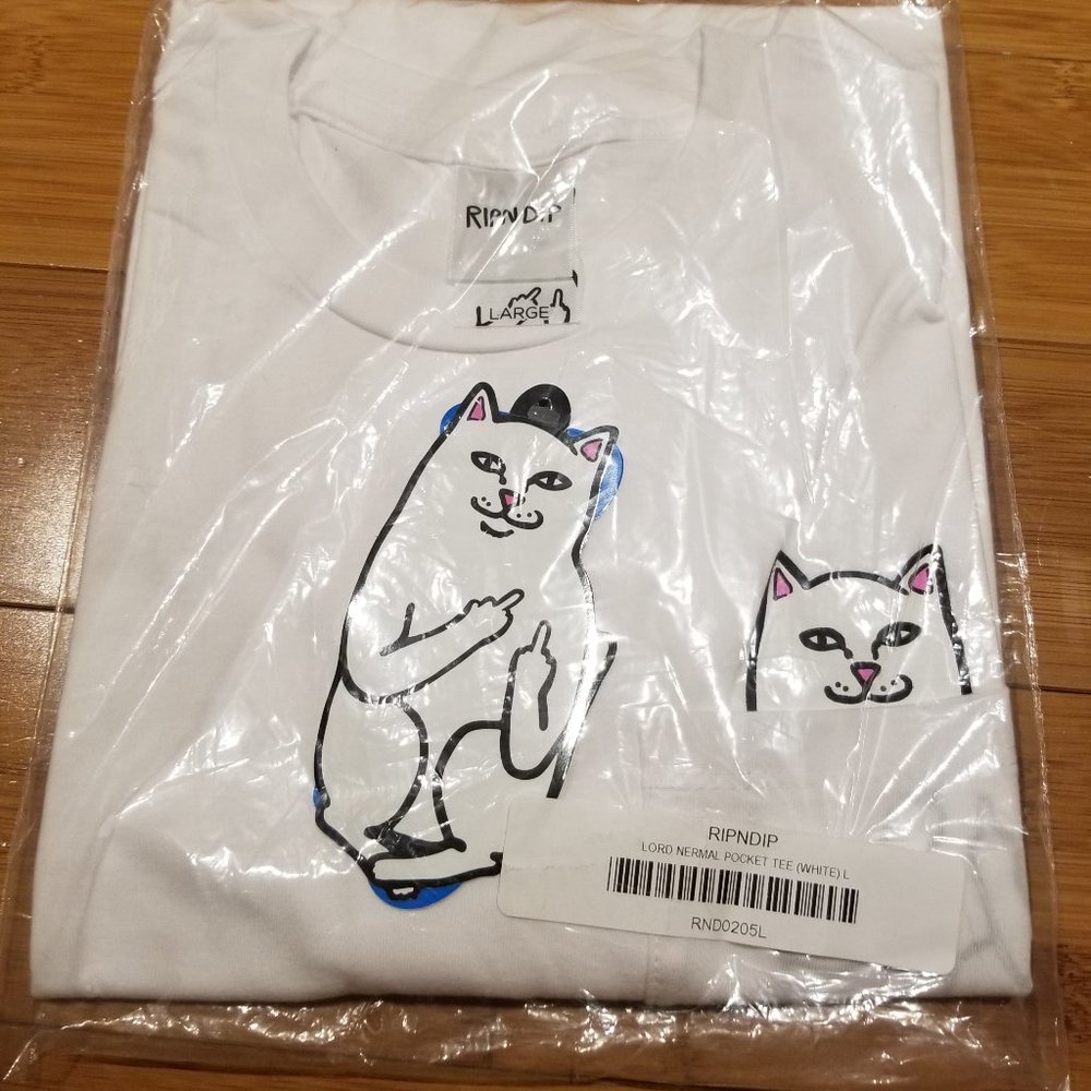 Large White Short Sleeve RipnDip T Shirt NWT